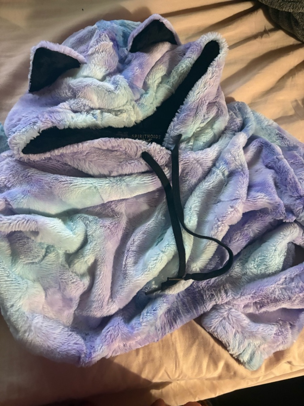 SpiritHoods Plush Lavender & Light Blue Cat-Ear Hoodie